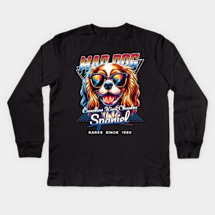 Mad Dog Cavalier King Charles Spaniel Dog Kids Long Sleeve T-Shirt